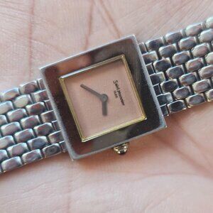 Vintage Saint Monnier Paris Women Wristwatch Silver Tone Analog Quartz Watch